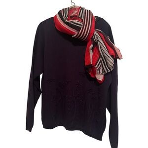 Vintage New Northern Reflections Raised Embrodiered Florals Long Sleeve Sweater